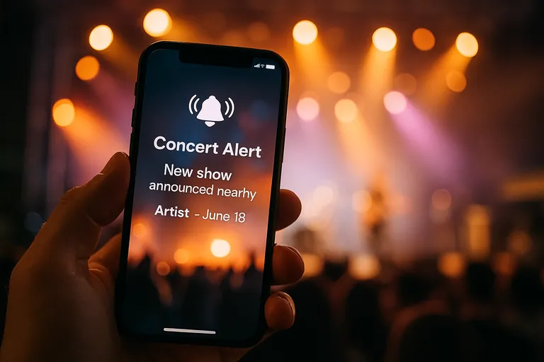 Blijf direct op de hoogte van nieuwe concerten met slimme meldingen in jouw buurt