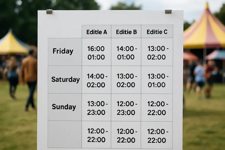 Variaties per dag en editie